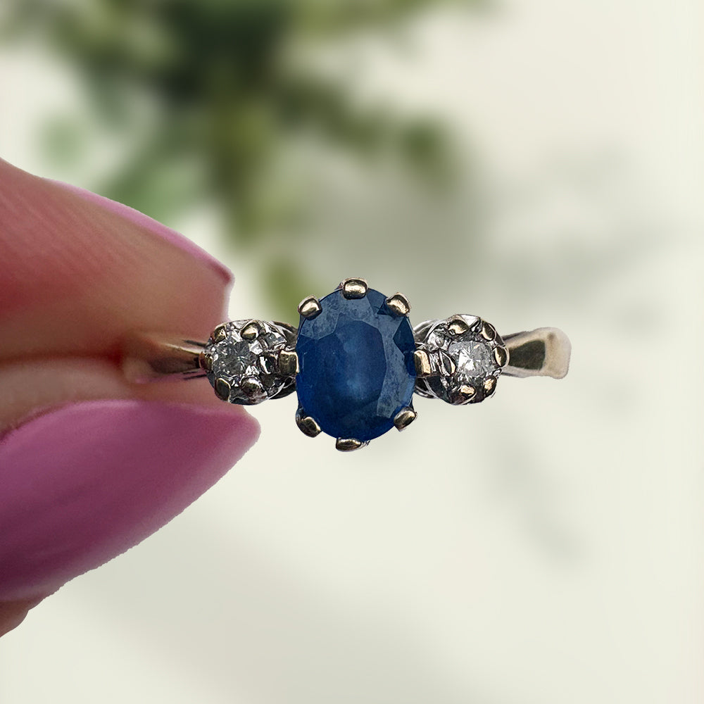 Vintage Sapphire & Diamond Trilogy Ring