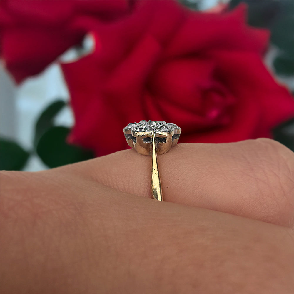 Antique Old European Cut Diamond Daisy Cluster Ring