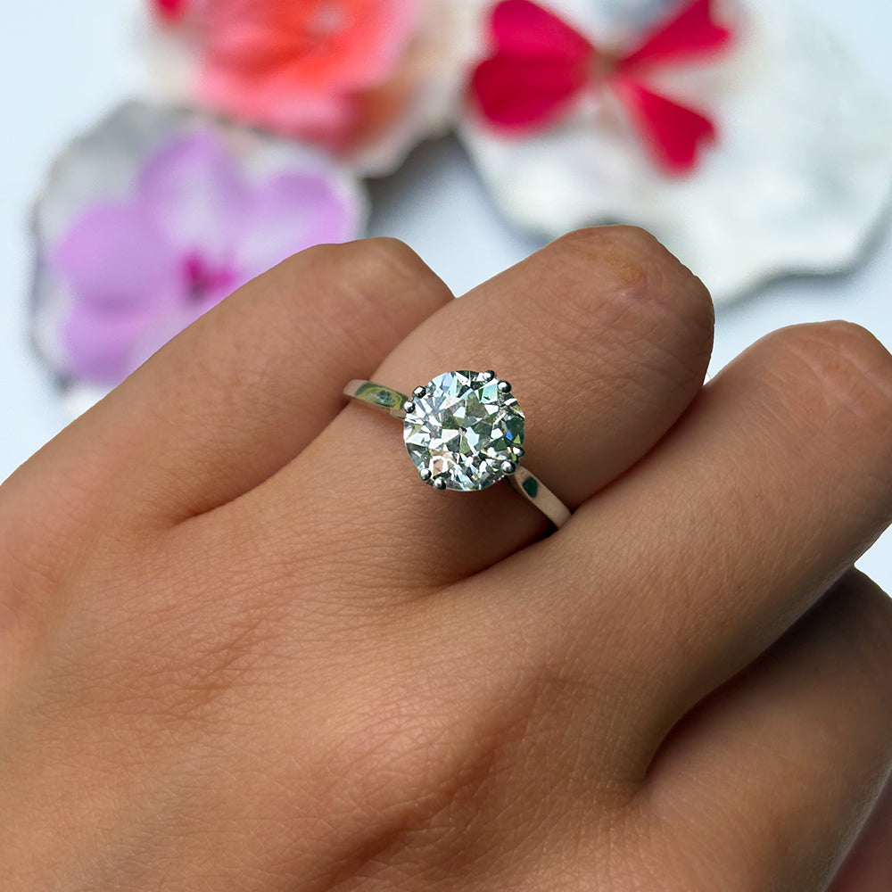 Antique 2.57ct Old European Cut Diamond Solitaire Ring