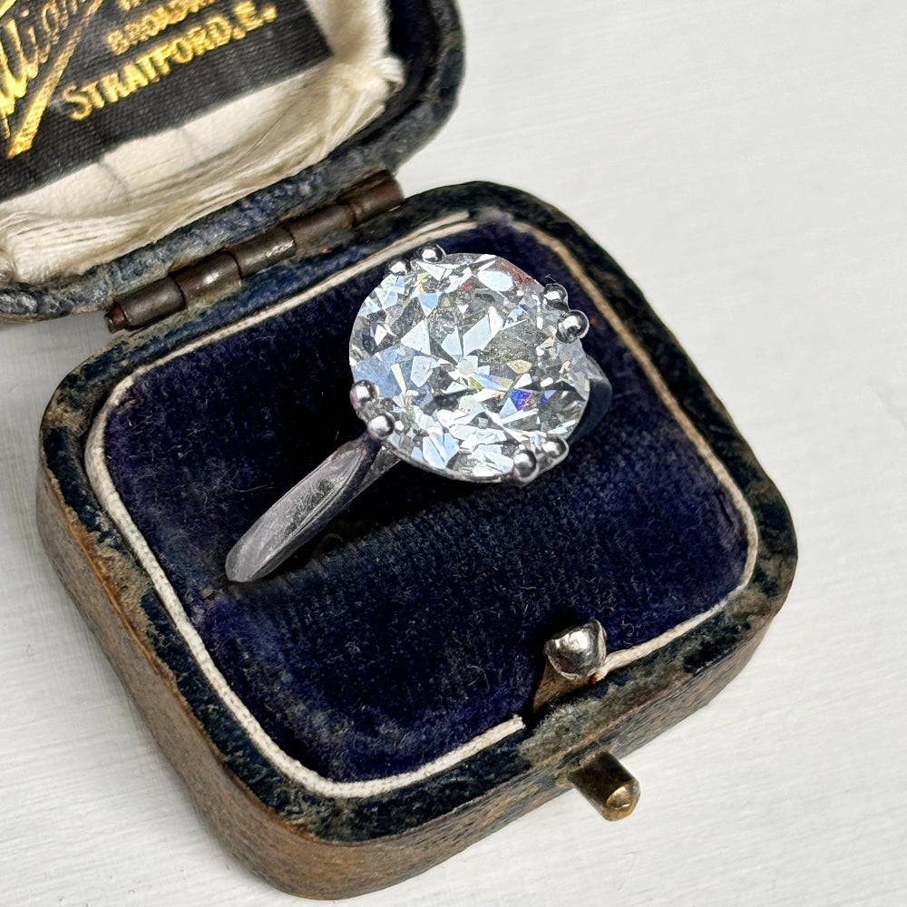 Antique 2.57ct Old European Cut Diamond Solitaire Ring