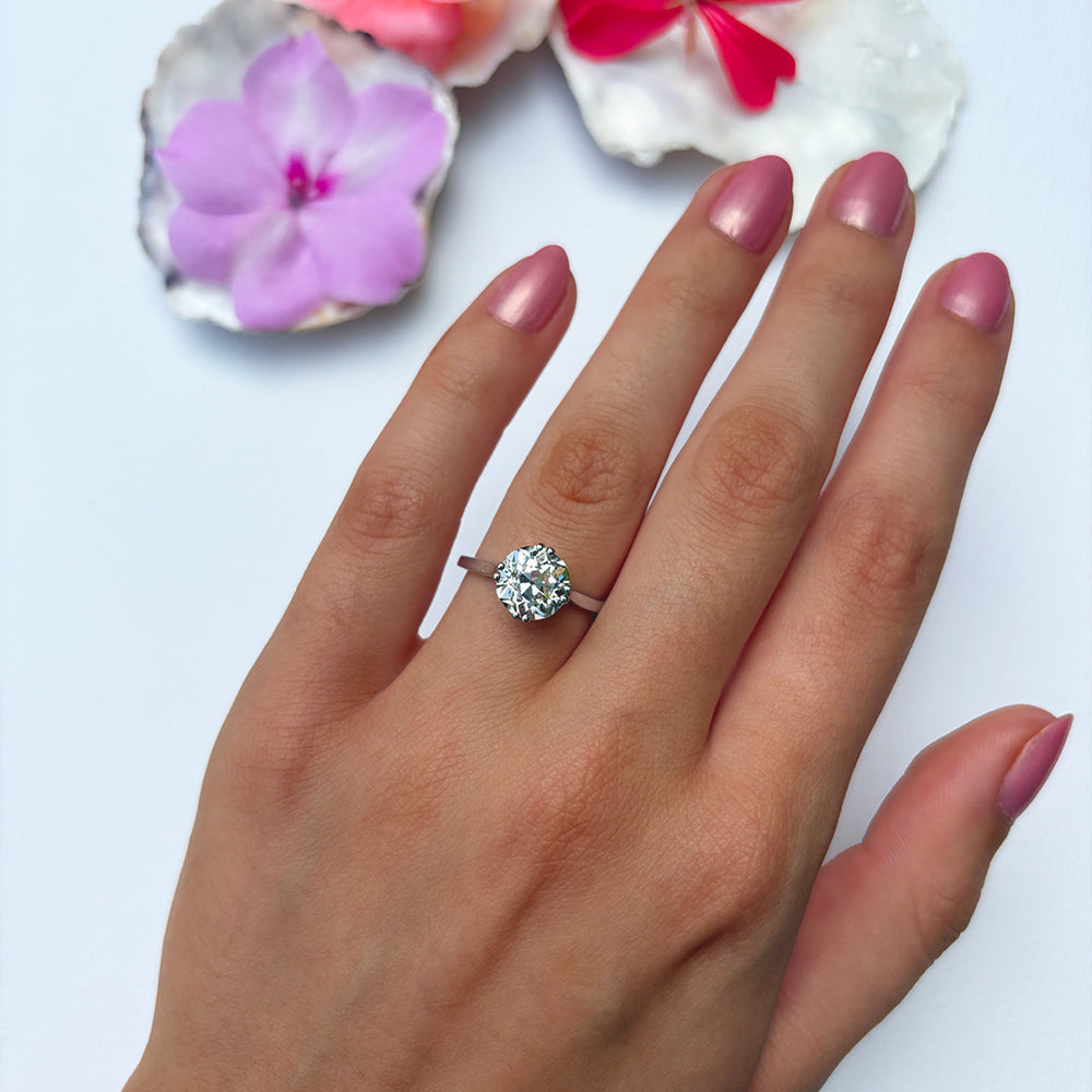 Antique 2.57ct Old European Cut Diamond Solitaire Ring