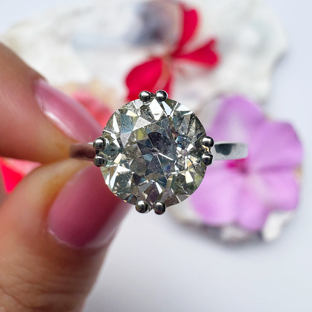 Antique 2.57ct Old European Cut Diamond Solitaire Ring