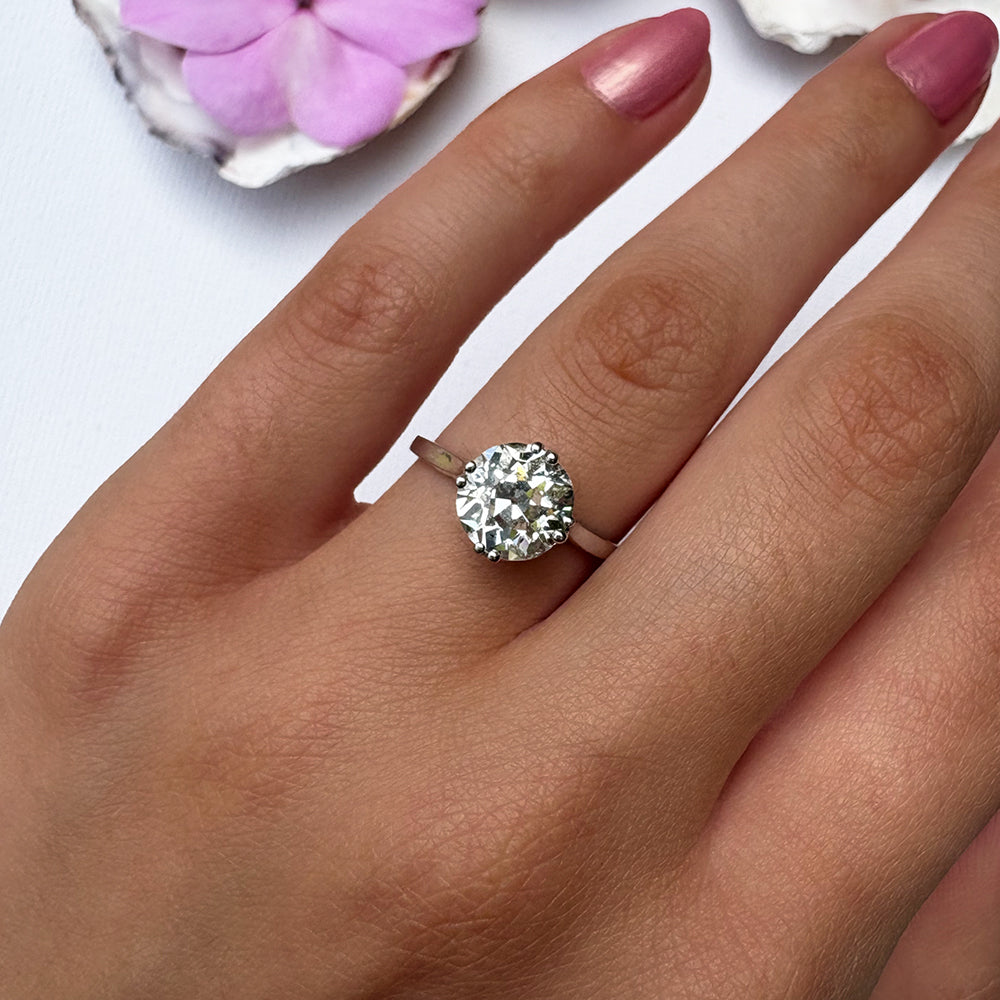 Antique 2.57ct Old European Cut Diamond Solitaire Ring