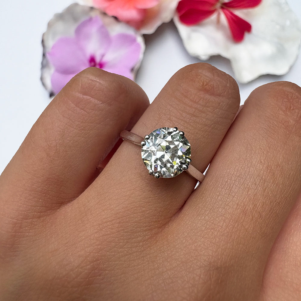 Antique 2.57ct Old European Cut Diamond Solitaire Ring