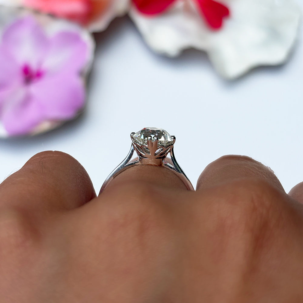 Antique 2.57ct Old European Cut Diamond Solitaire Ring
