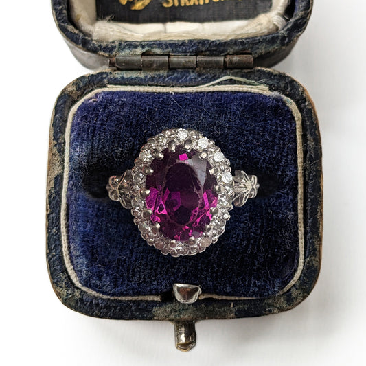 Vintage Amethyst & Diamond Cluster Ring