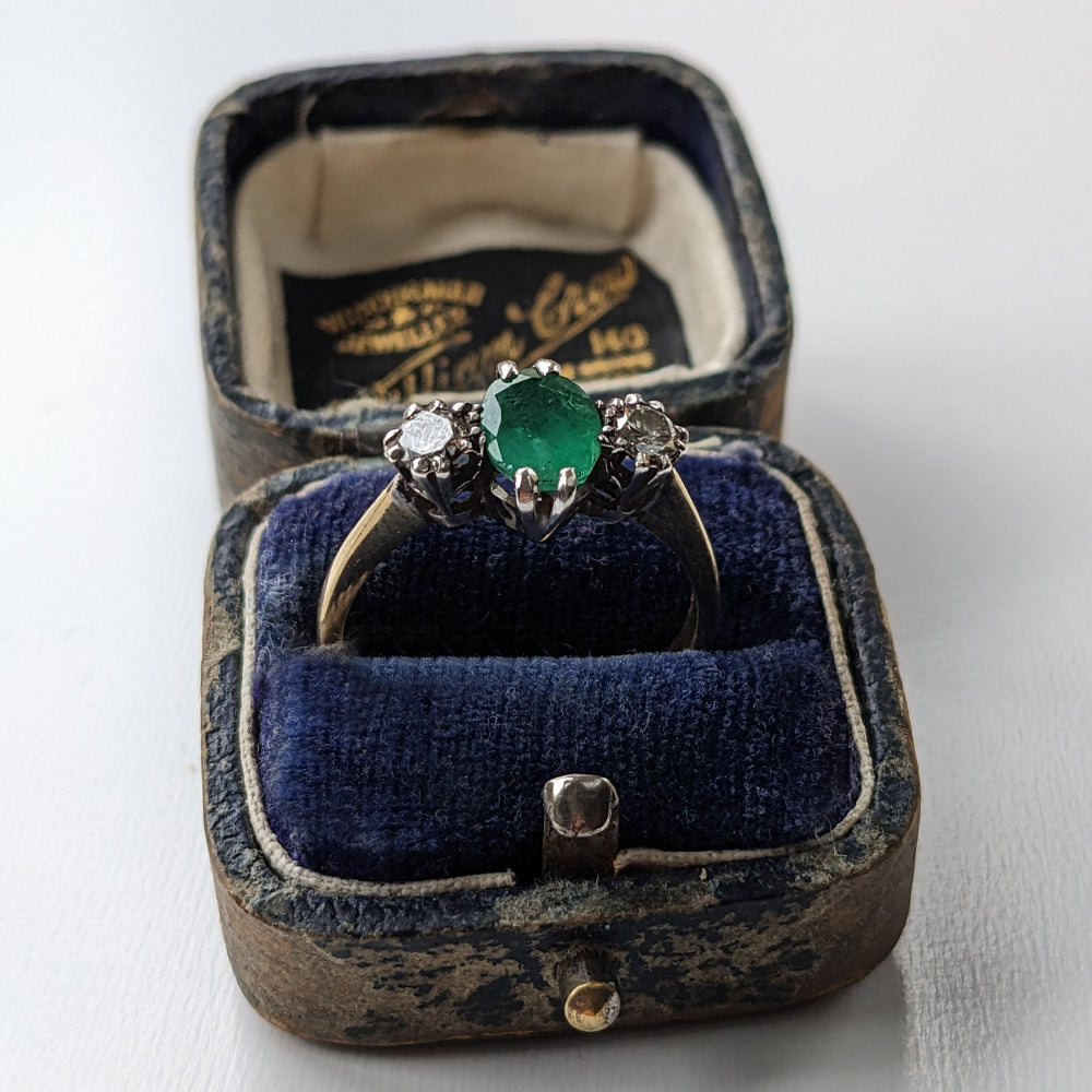 Vintage Emerald & Diamond Trilogy Ring - DEPOSIT