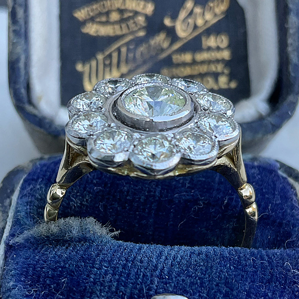 Vintage Art Deco 1.95ct Daisy Diamond Engagement Ring