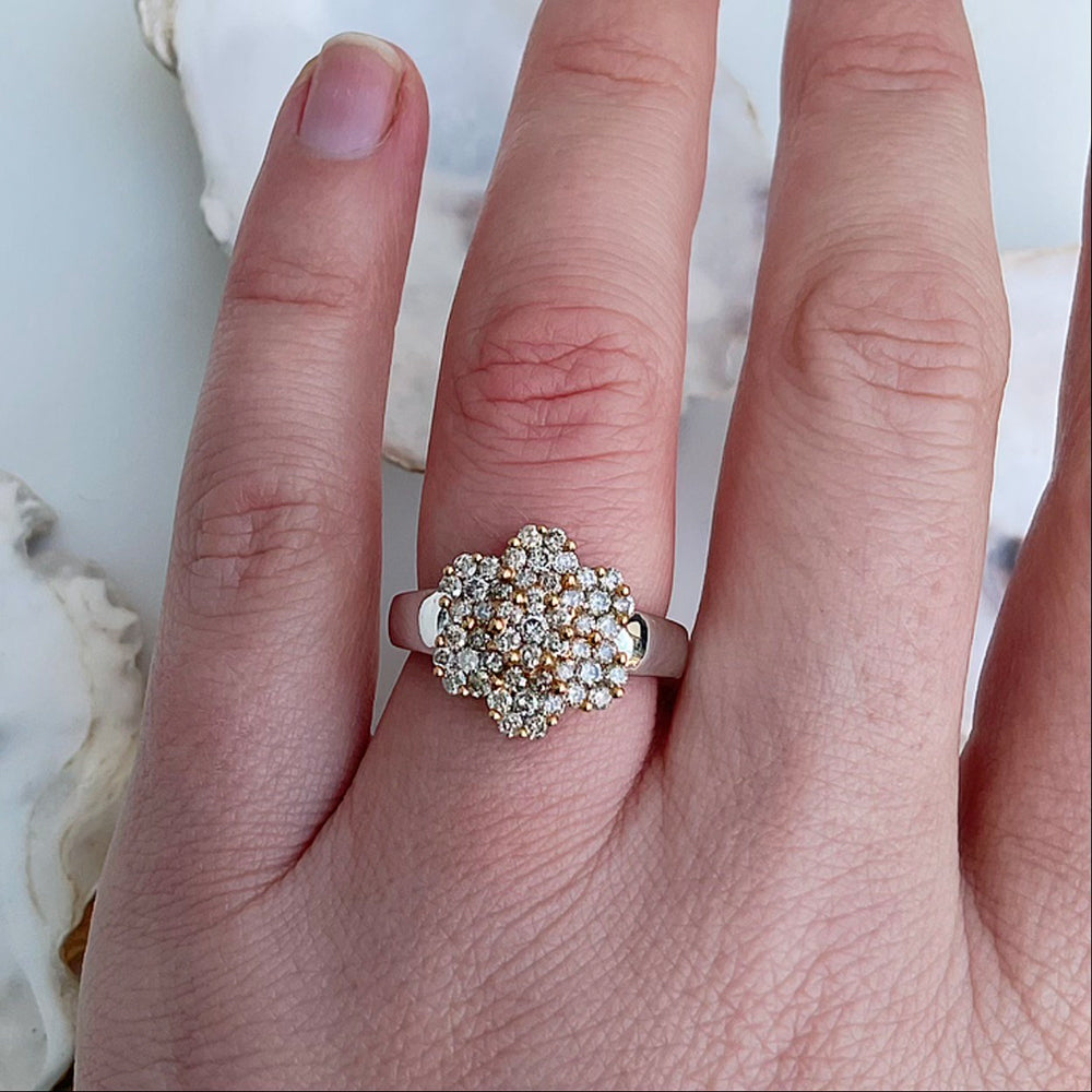 Diamond Flower Cluster Ring