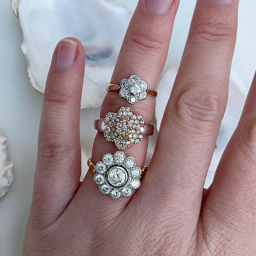 Diamond Flower Cluster Ring