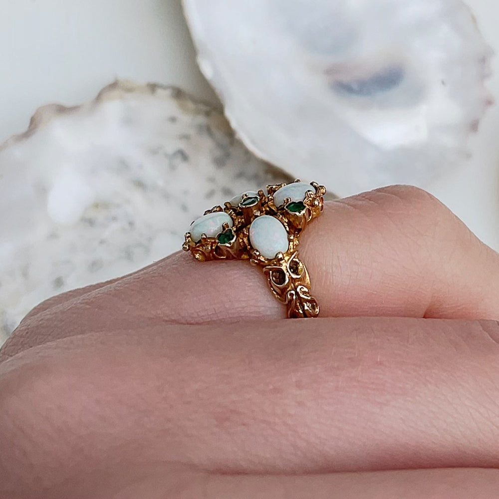 1974 Vintage Emerald & Opal Dress Ring