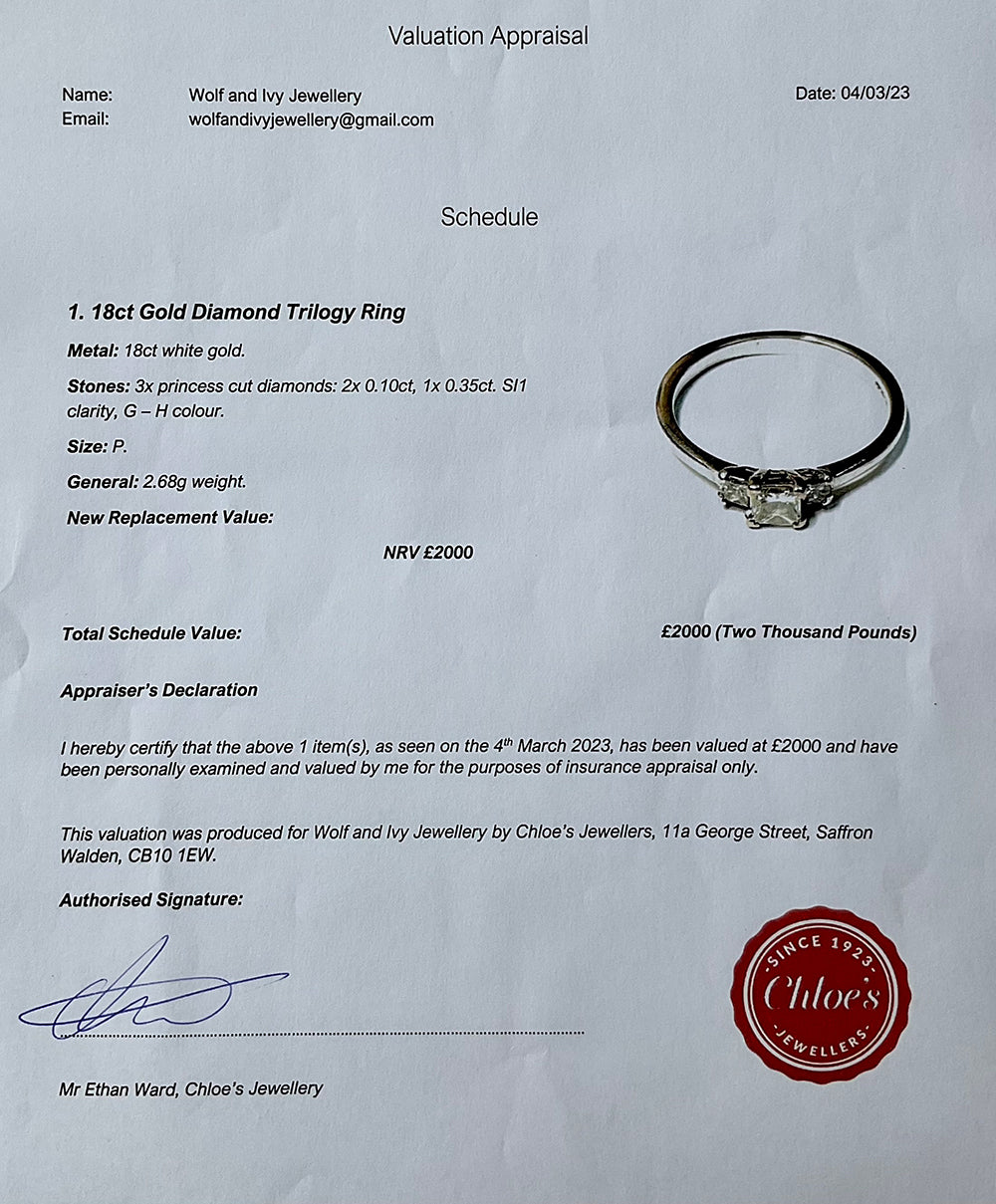 Vintage Princess Cut G.I.A Diamond Trilogy Ring