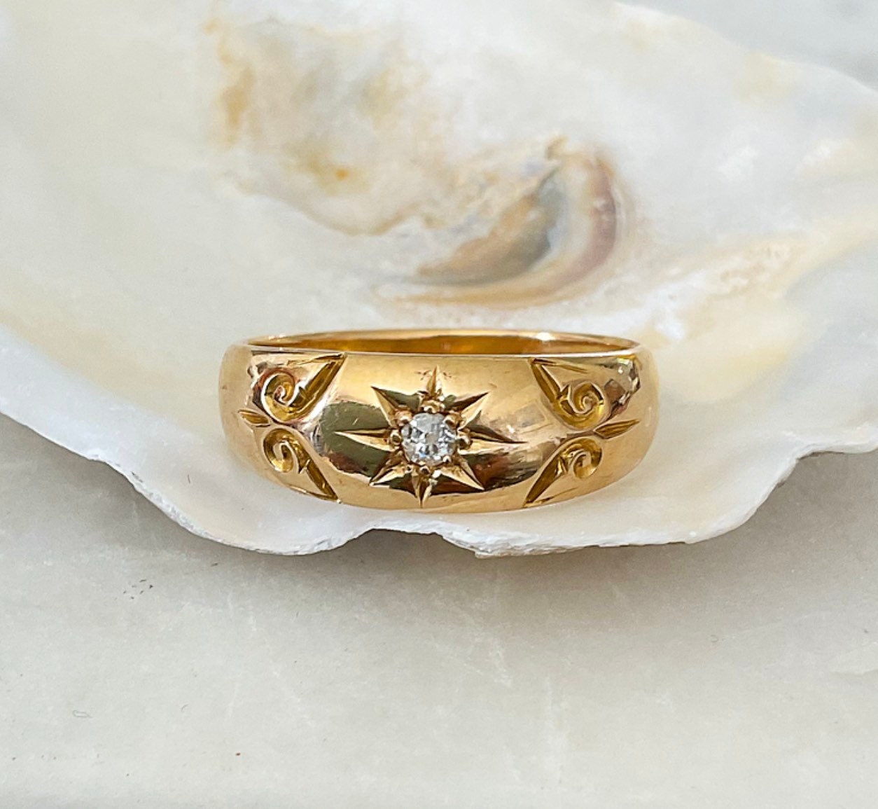 1902 Edwardian Antique Diamond Gypsy Ring