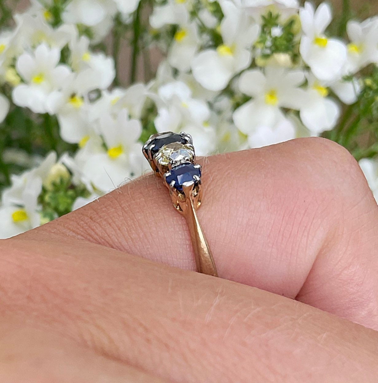 Early 20th Century Antique Sapphire & Diamond Five Stone Ring