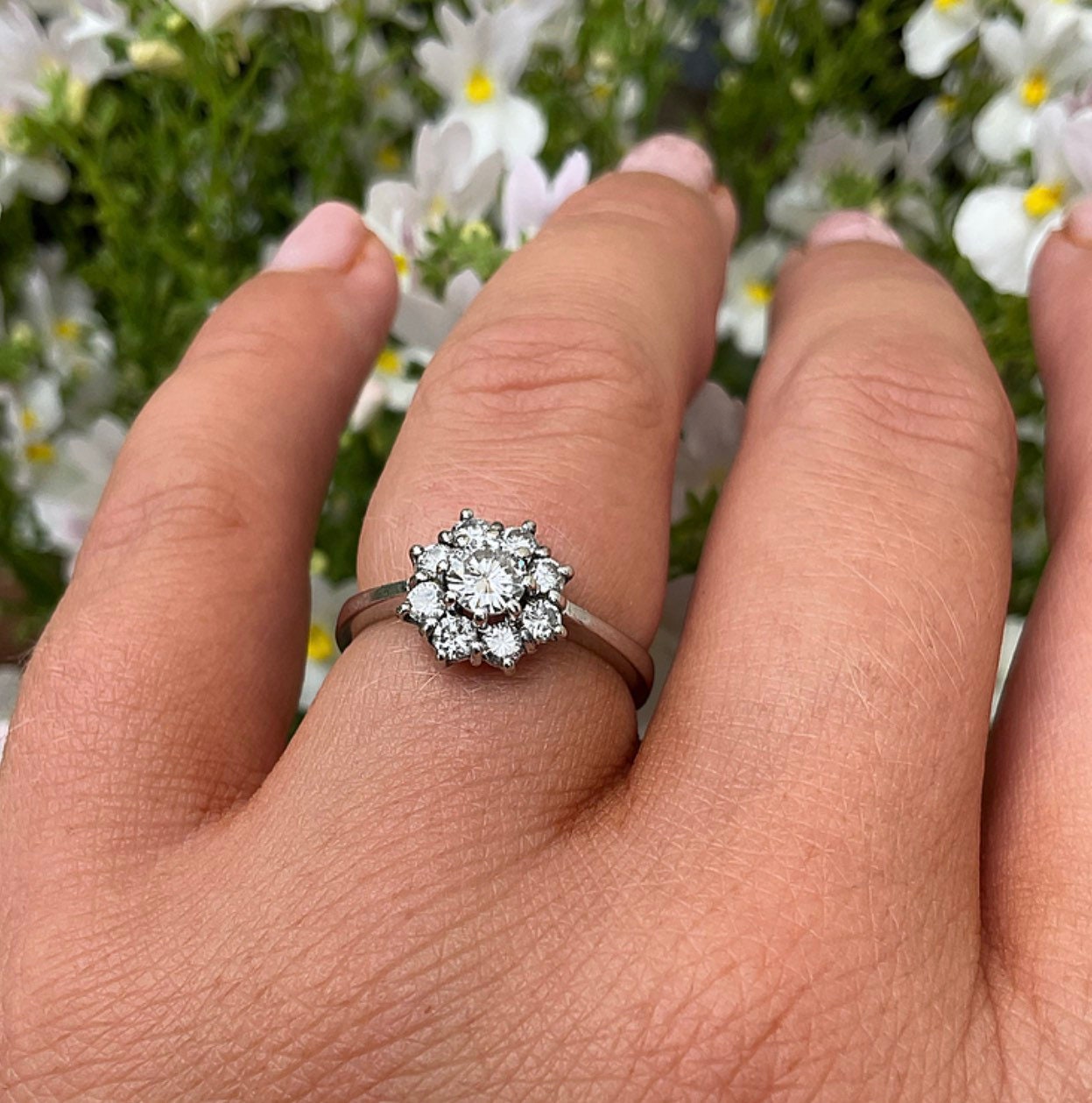 Vintage Diamond Cluster Engagement Ring