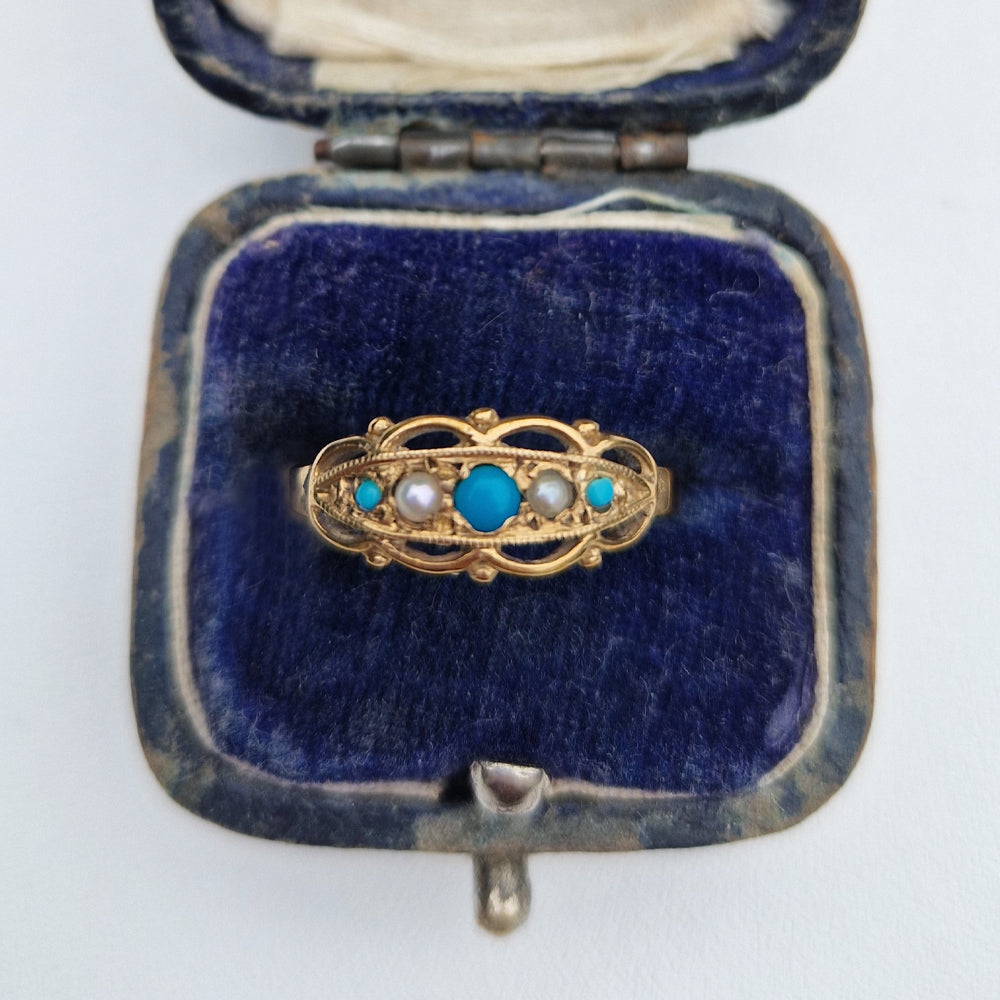 1993 Turquoise & Seed Pearl Ring