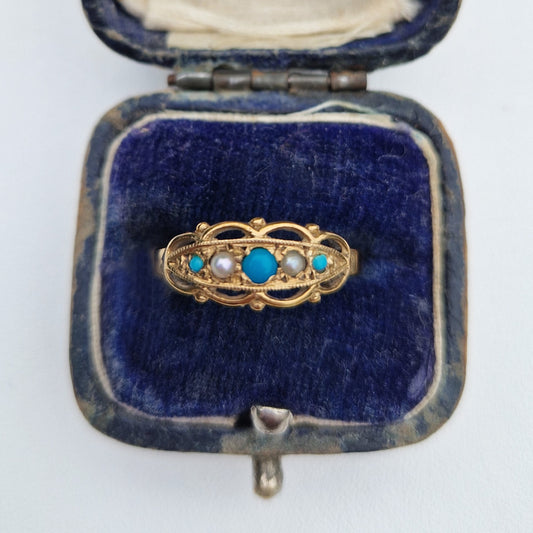 1993 Turquoise & Seed Pearl Ring