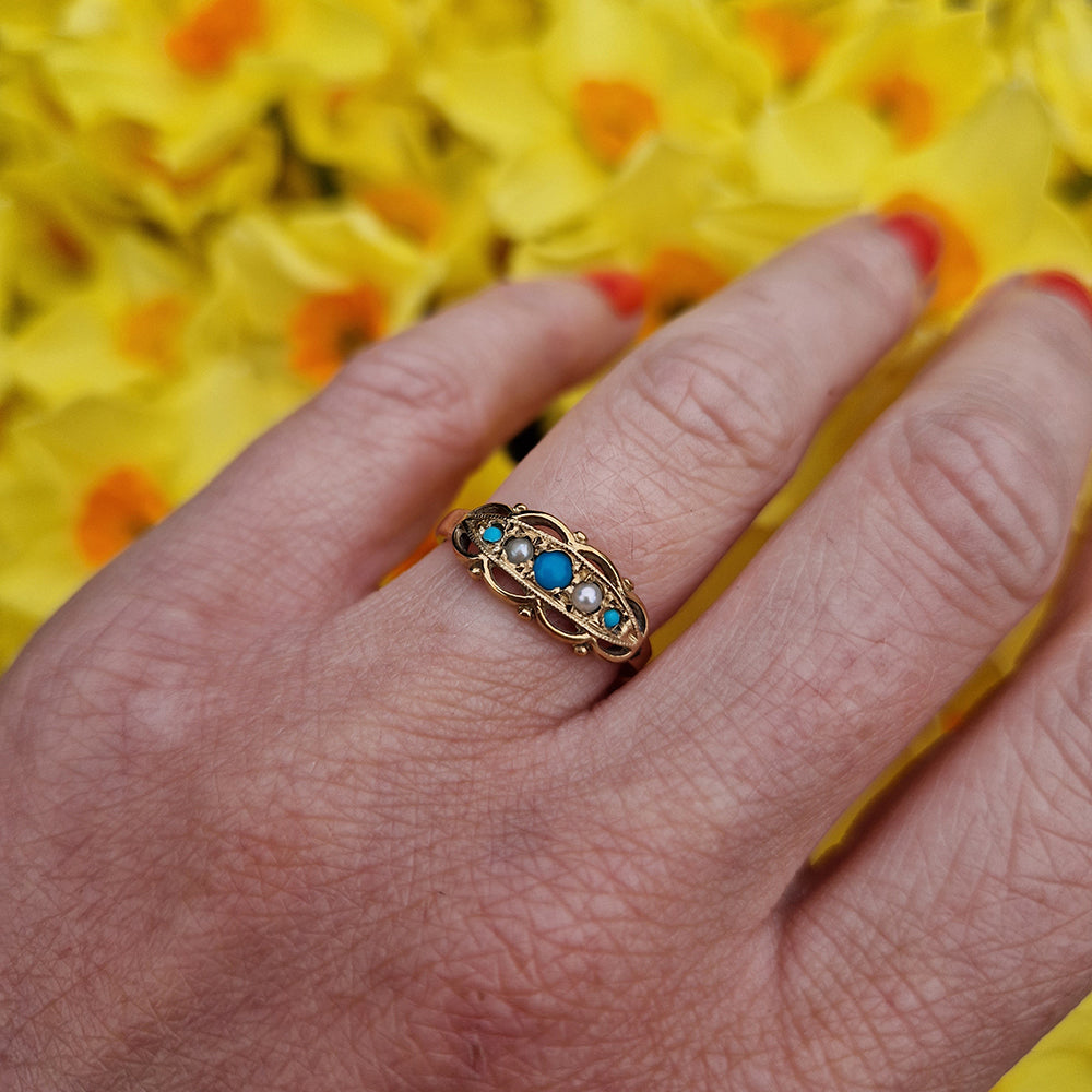 1993 Turquoise & Seed Pearl Ring