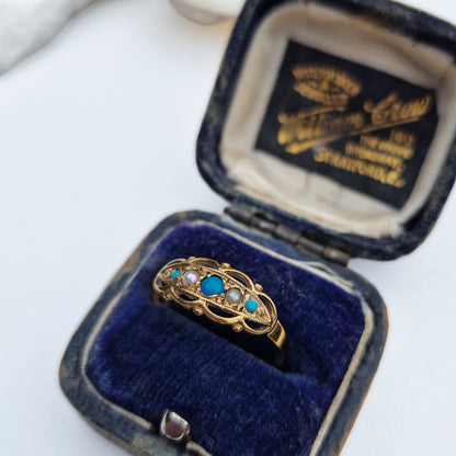 1993 Turquoise & Seed Pearl Ring