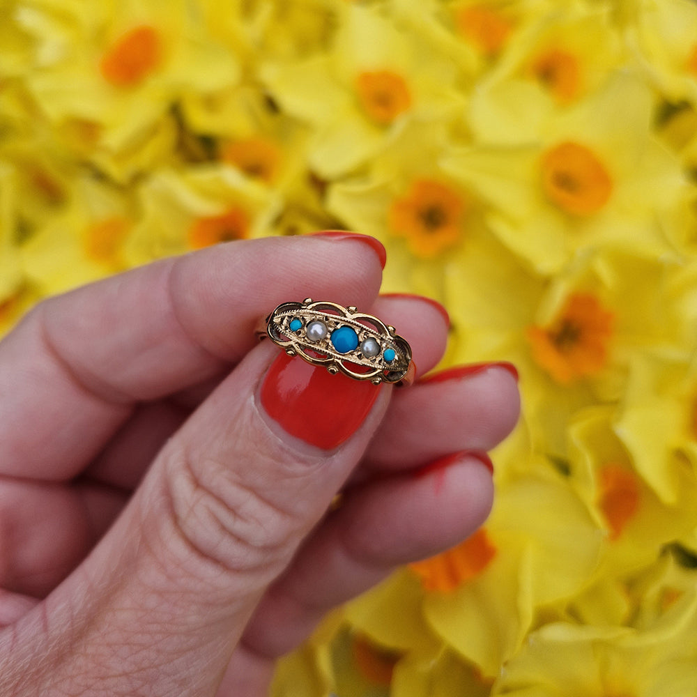 1993 Turquoise & Seed Pearl Ring