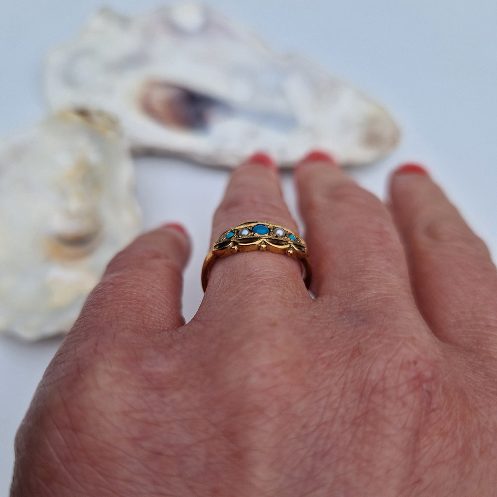 1993 Turquoise & Seed Pearl Ring