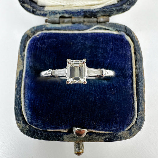 Vintage Emerald Cut Diamond Trilogy Ring