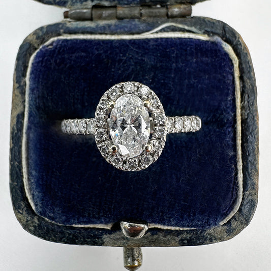 Vintage Oval Cut Diamond Halo Cluster Ring