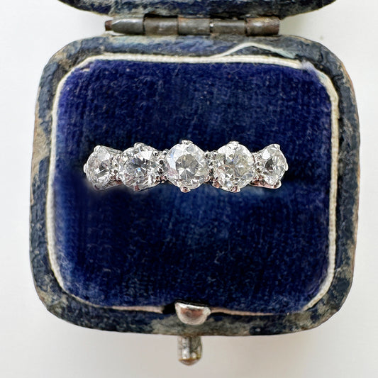 Antique Old European Cut Diamond Five Stone Ring