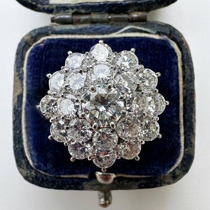 Vintage Floral 3.5ct Diamond Cluster Ring