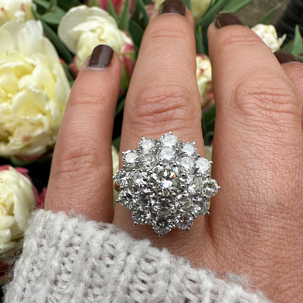 Vintage Floral 3.5ct Diamond Cluster Ring