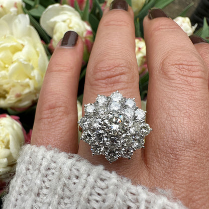 Vintage Floral 3.5ct Diamond Cluster Ring