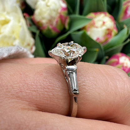 Vintage Pear & Baguette Cut Diamond Trilogy Engagement Ring