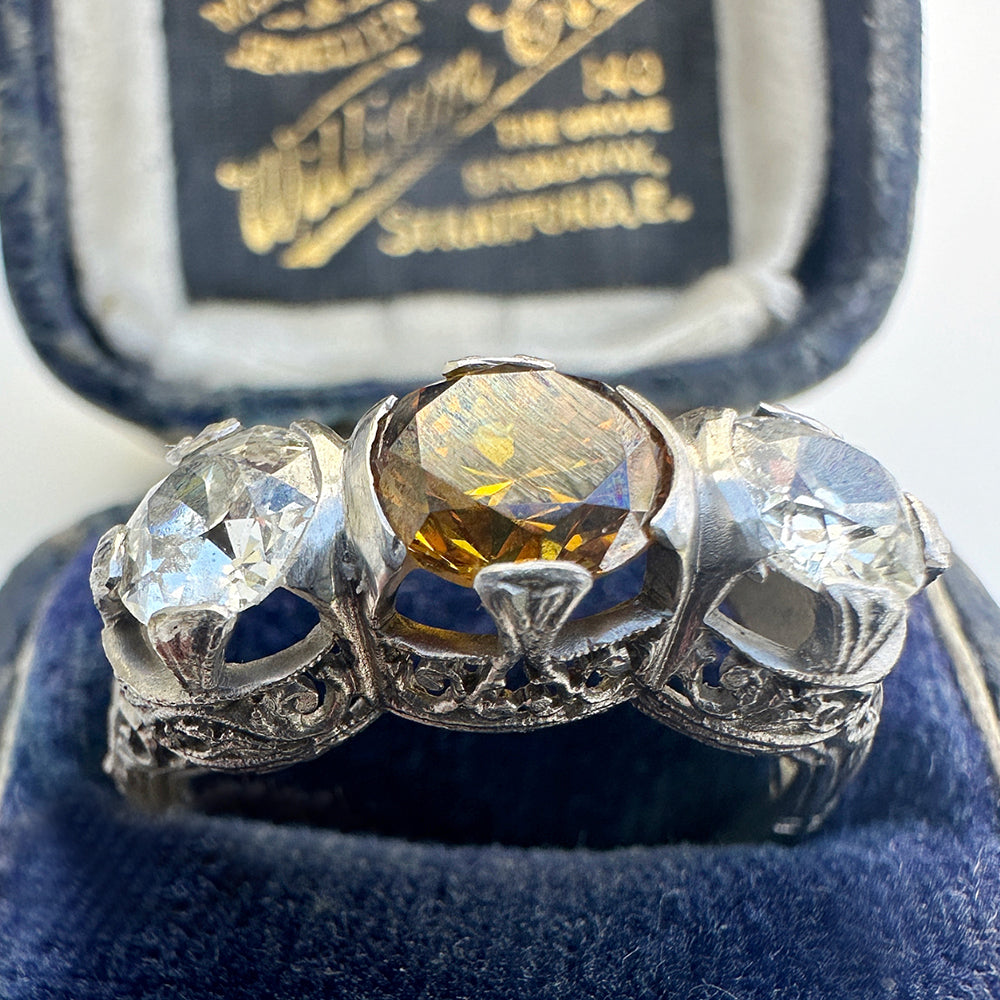 Vintage Platinum Diamond Trilogy Ring