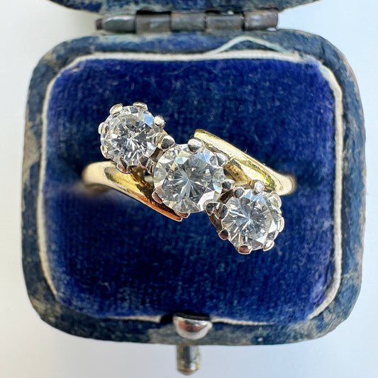 Vintage Crossover Diamond Trilogy Ring