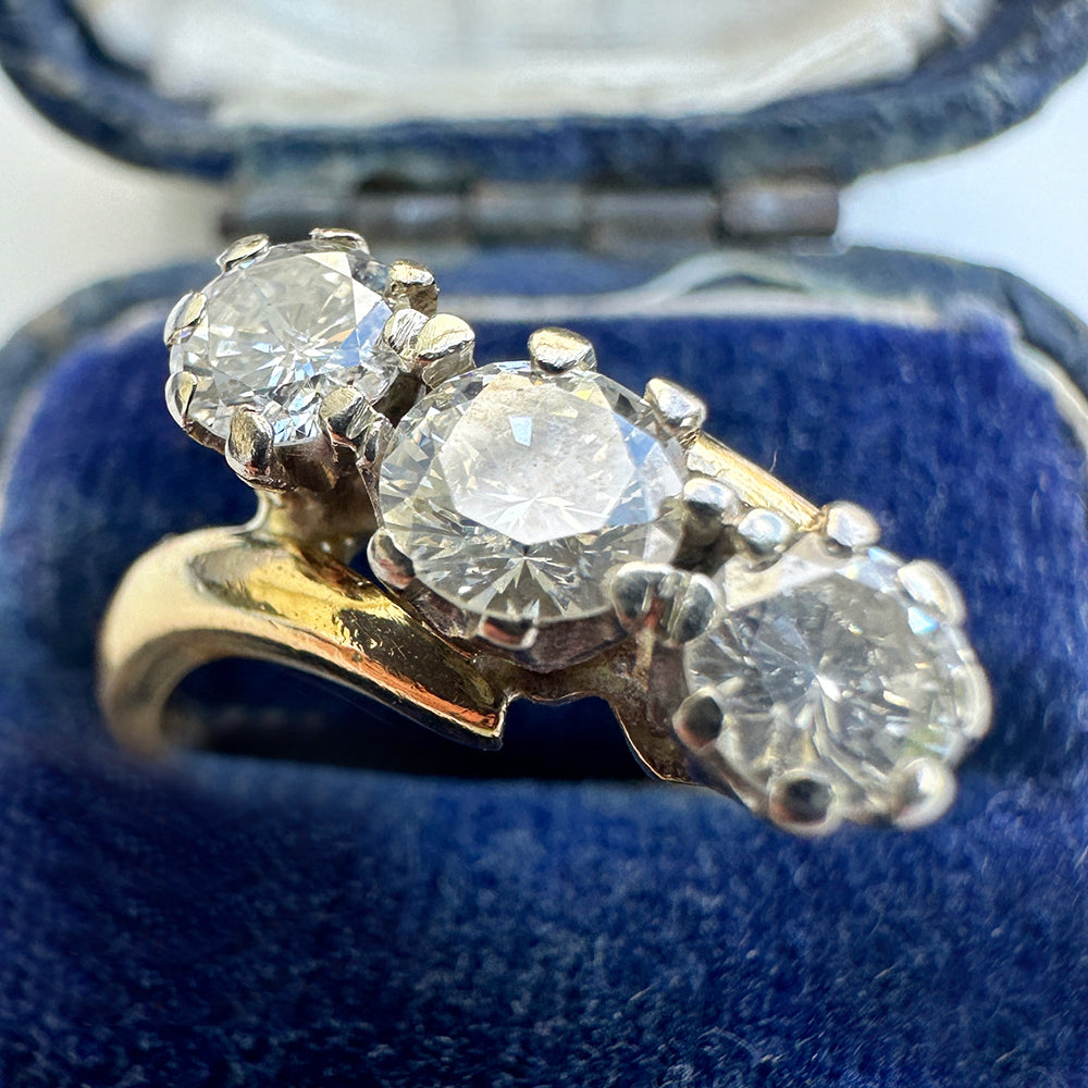 Vintage Crossover Diamond Trilogy Ring