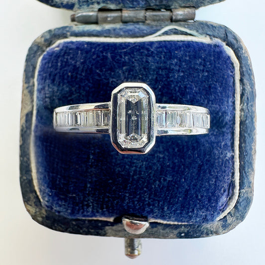 Vintage Baguette and Emerald Cut Diamond Ring