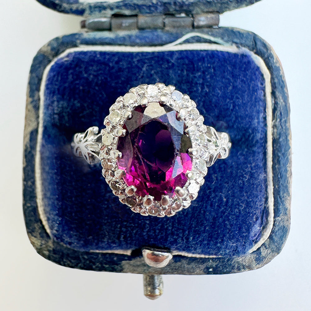 Vintage Amethyst & Diamond Cluster Ring