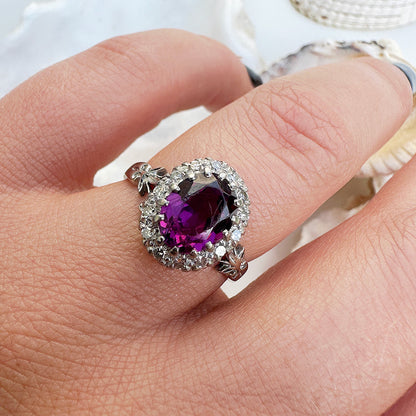 Vintage Amethyst & Diamond Cluster Ring