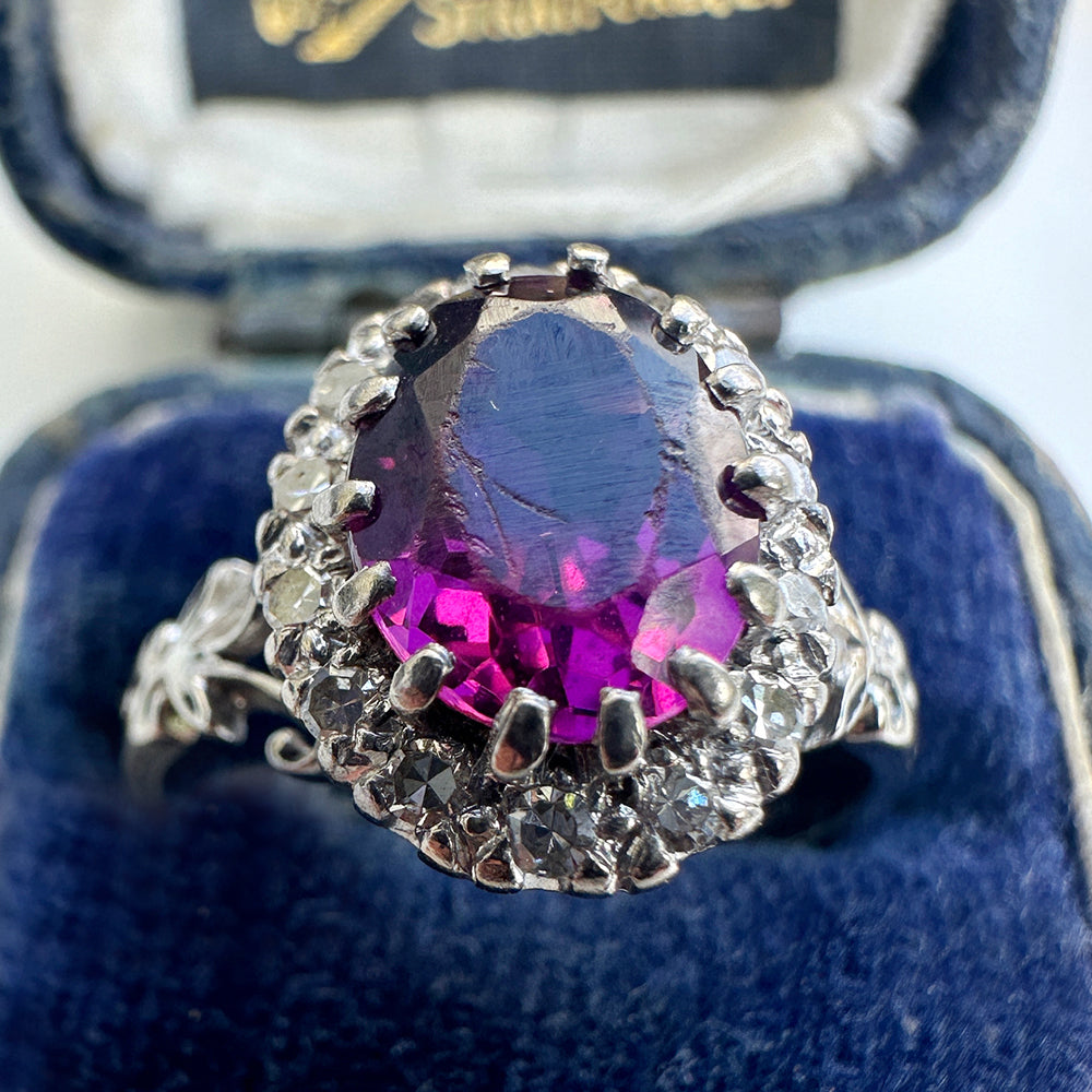 Vintage Amethyst & Diamond Cluster Ring