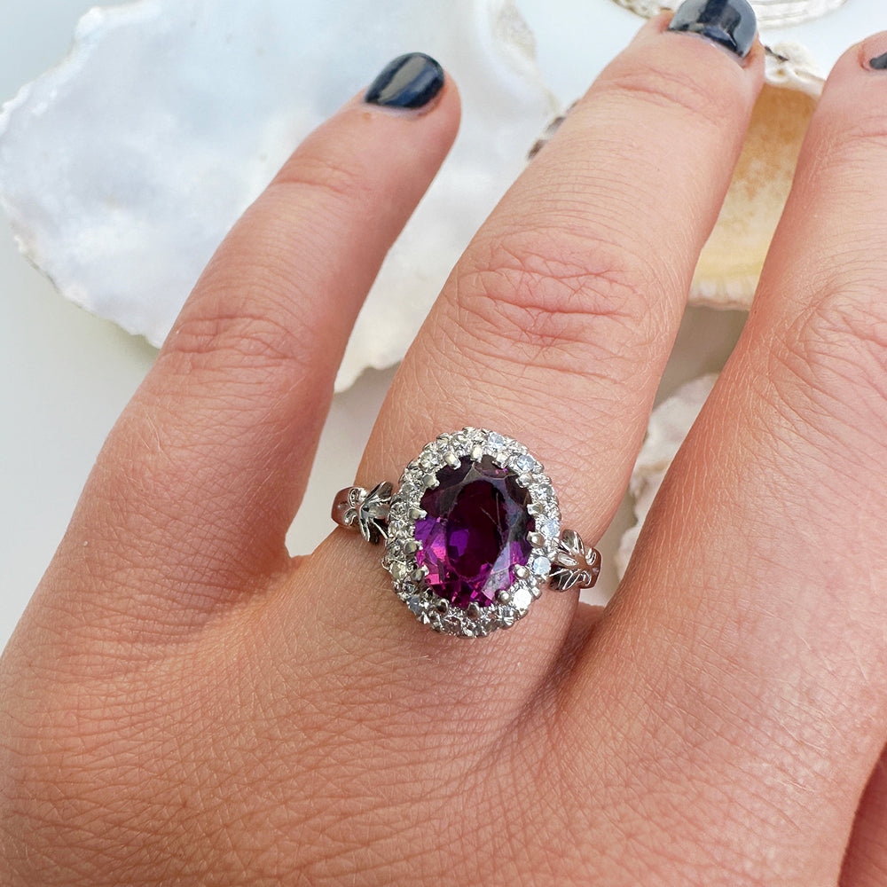 Vintage Amethyst & Diamond Cluster Ring