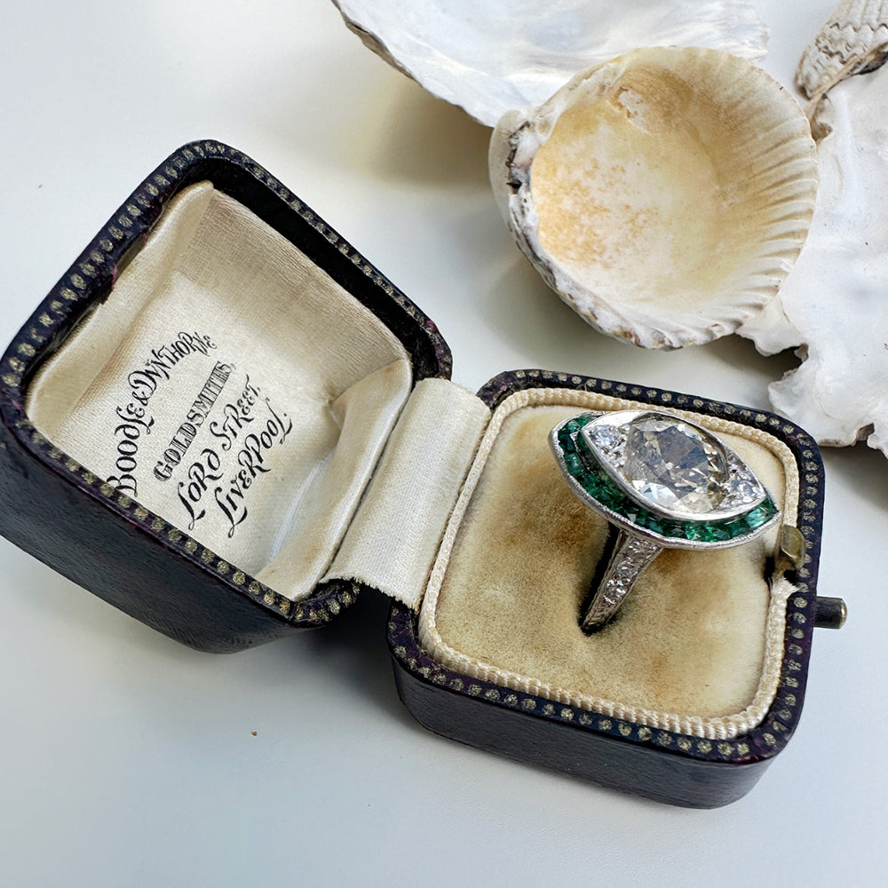 Antique Brown Leather Ring Box