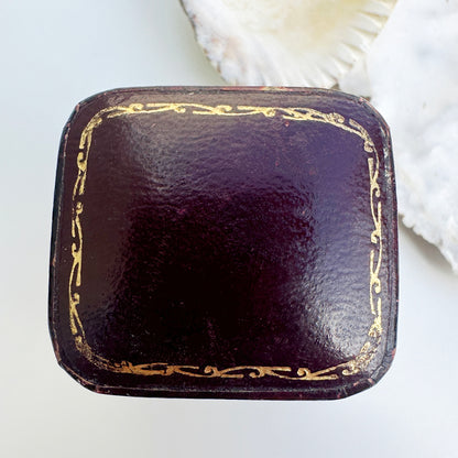 Antique Brown Leather Ring Box