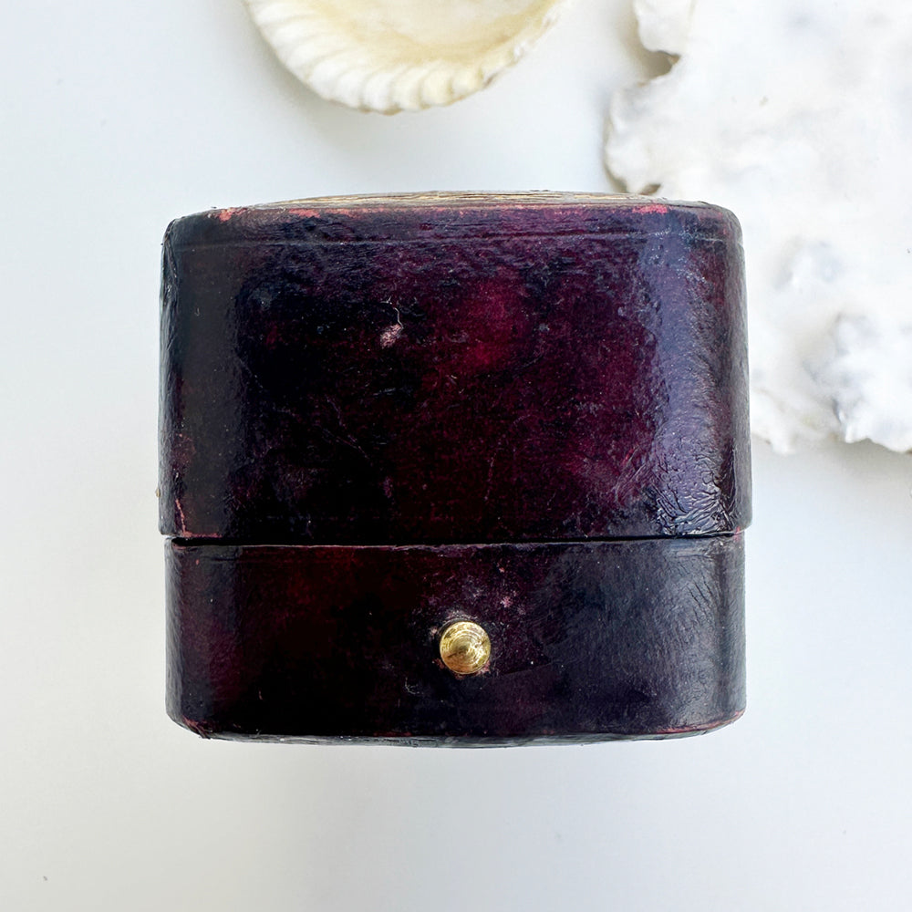 Antique Brown Leather Ring Box