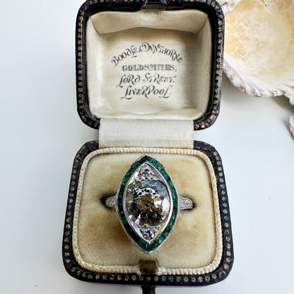 Antique Brown Leather Ring Box