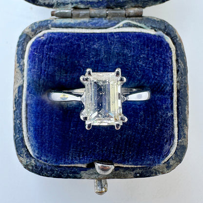 Vintage 1977 Emerald Cut Diamond Solitaire Engagement Ring