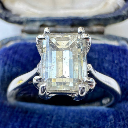 Vintage 1977 Emerald Cut Diamond Solitaire Engagement Ring