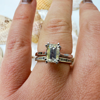 Vintage 1977 Emerald Cut Diamond Solitaire Engagement Ring