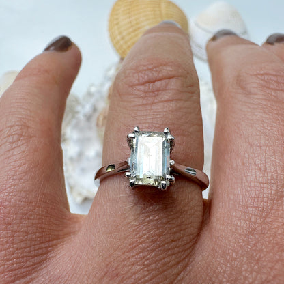 Vintage 1977 Emerald Cut Diamond Solitaire Engagement Ring