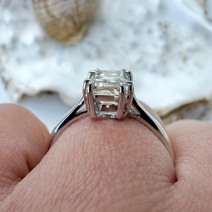 Vintage 1977 Emerald Cut Diamond Solitaire Engagement Ring