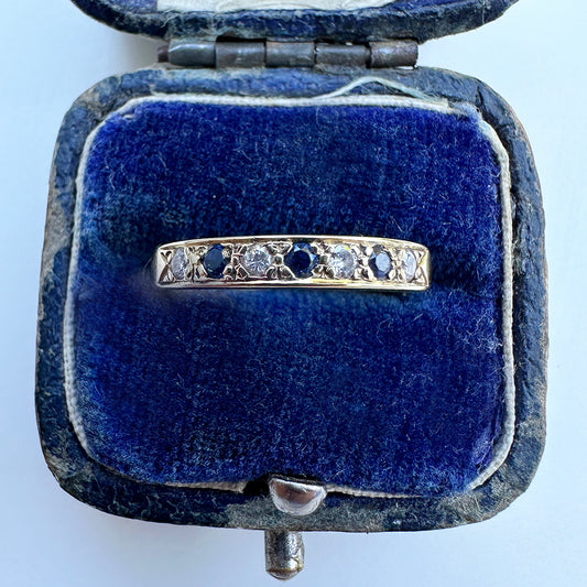 Vintage Sapphire & Diamond Half Eternity Band